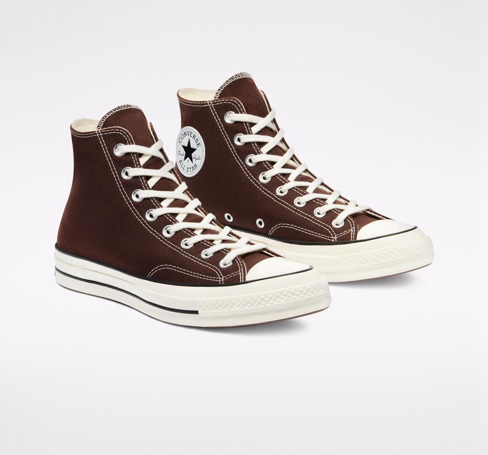 Brown Dark Root / Black / Egret Men's Converse Chuck 70 Vintage Canvas Unisex High Tops  India |  CGUW-82736