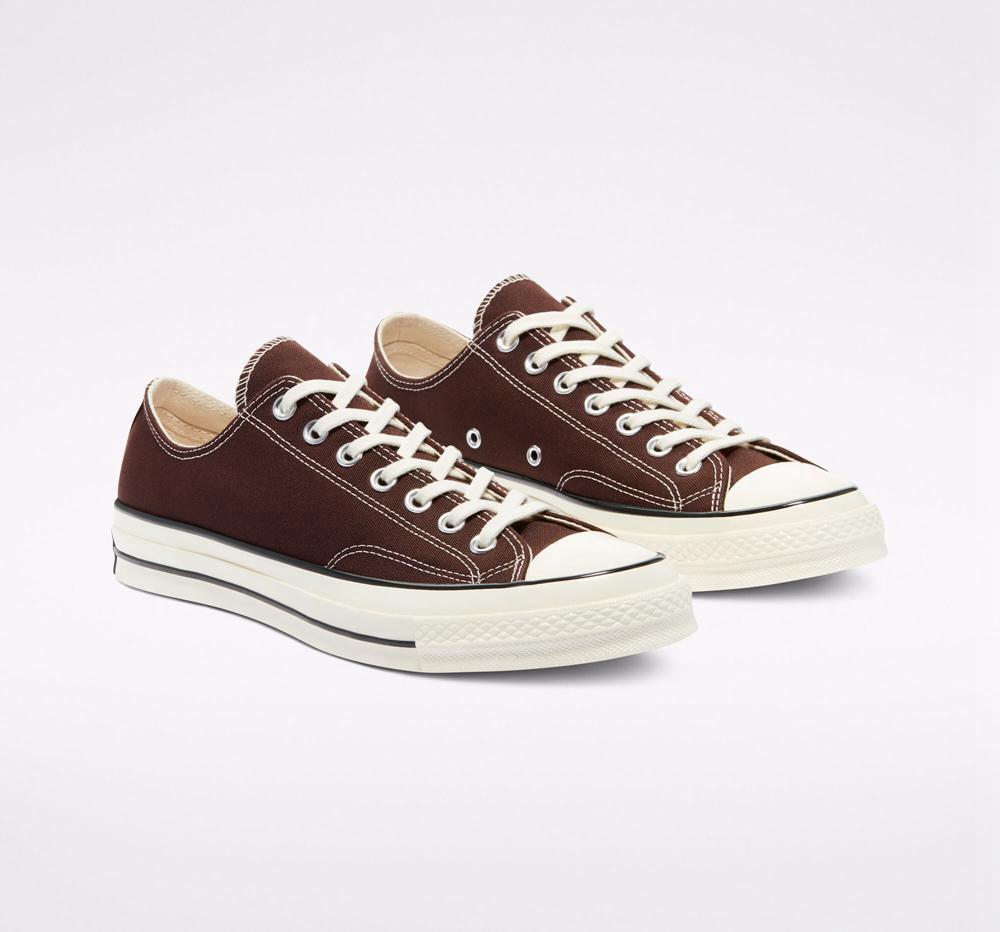 Brown Dark Root / Black / Egret Men's Converse Chuck 70 Vintage Canvas Unisex Low Tops  India |  DKPG-73258