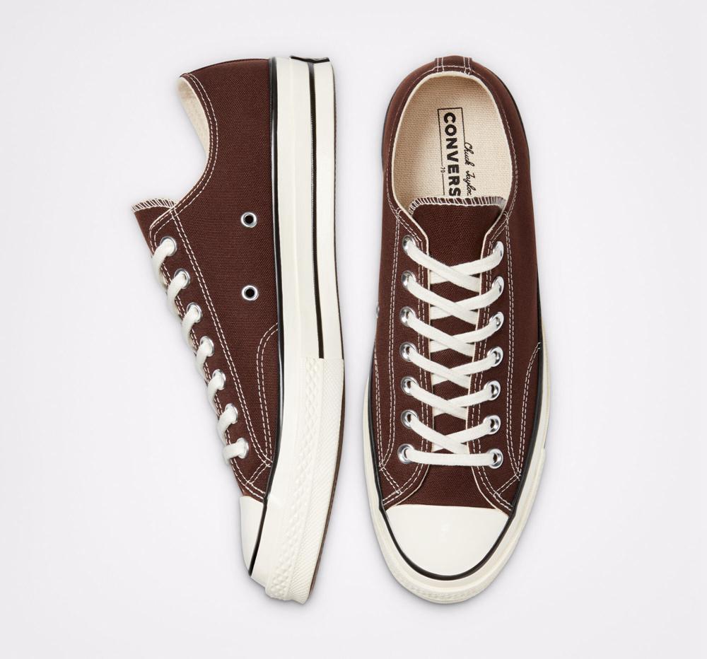 Brown Dark Root / Black / Egret Women's Converse Chuck 70 Vintage Canvas Unisex Low Tops  India |  DQFN-49716