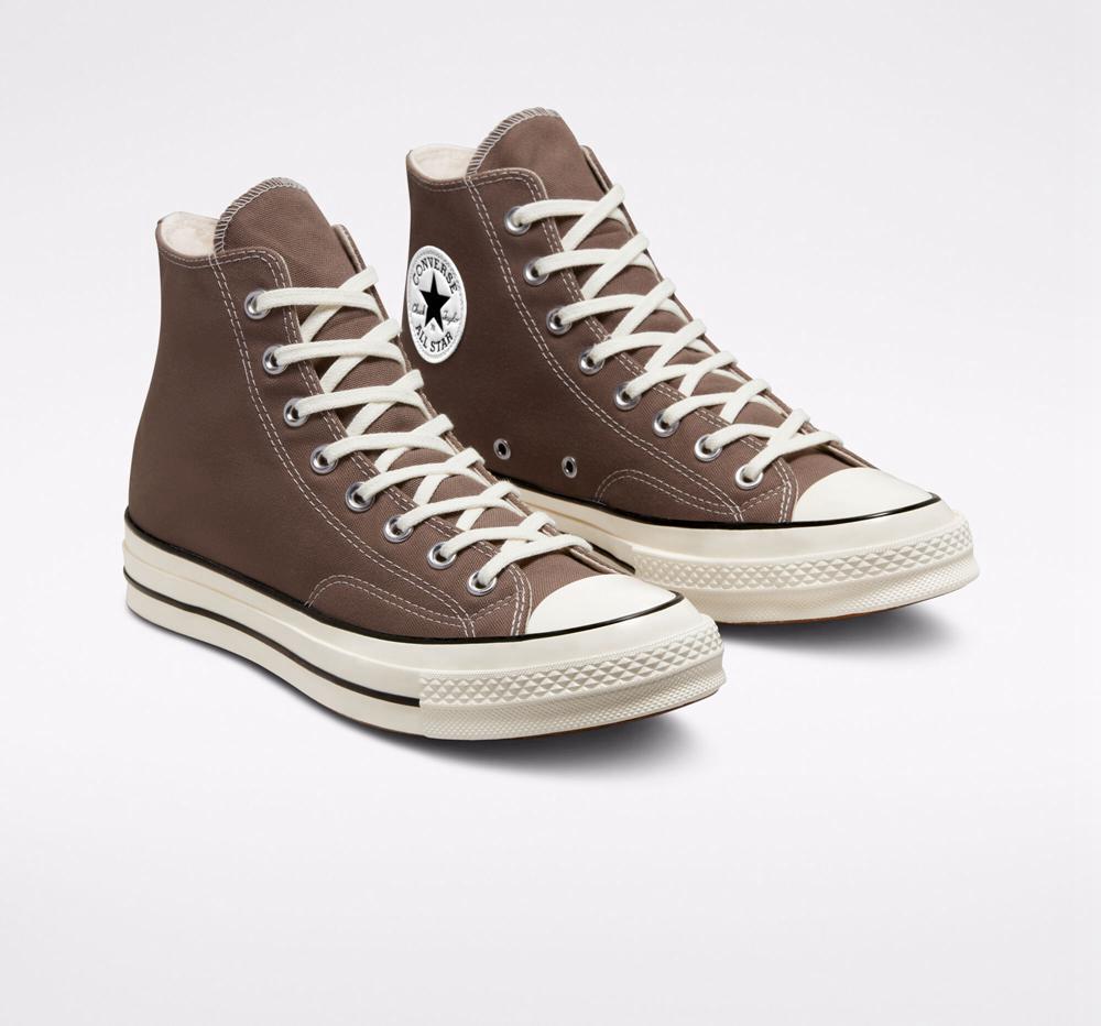 Brown Desert Cargo / Egret / Black Men's Converse Chuck 70 Vintage Canvas Unisex High Tops  India |  NUKL-80561