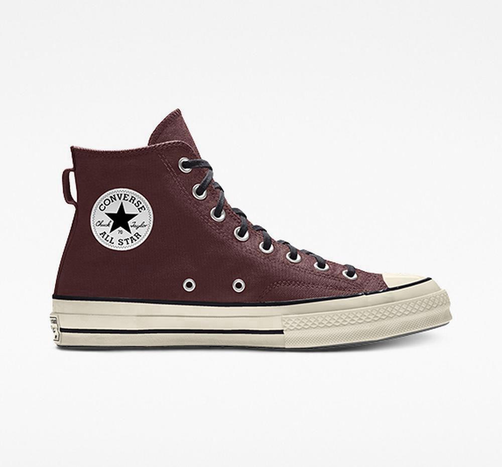 Brown Eldorado Men\'s Converse Custom Chuck 70 Vintage Canvas By You Unisex High Tops  India |  YFXQ-85791