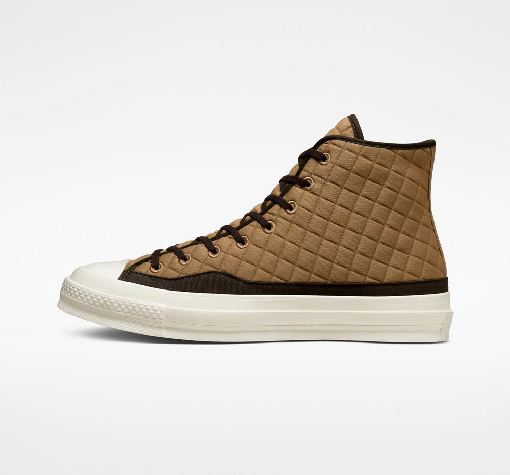 Brown Sand Dune / Black / Egret Men's Converse Chuck 70 Quilted Unisex High Tops  India |  OVSM-59823