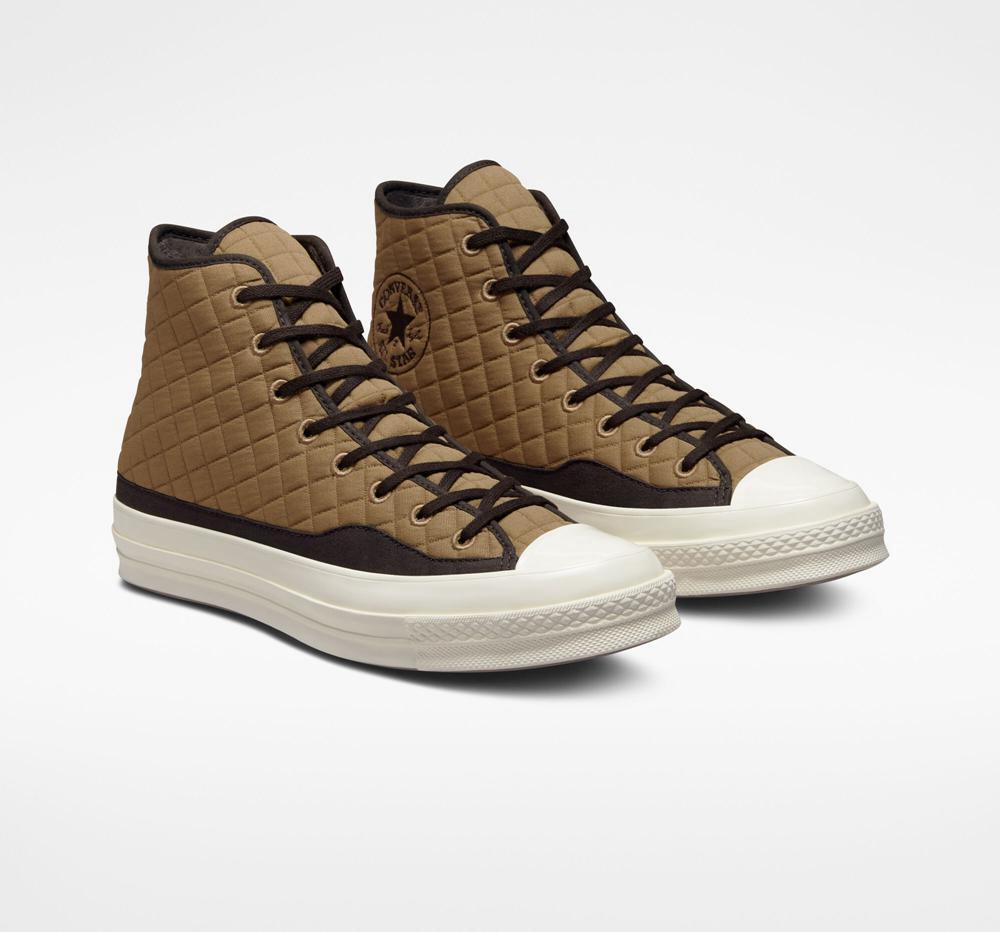 Brown Sand Dune / Black / Egret Men's Converse Chuck 70 Quilted Unisex High Tops  India |  OVSM-59823