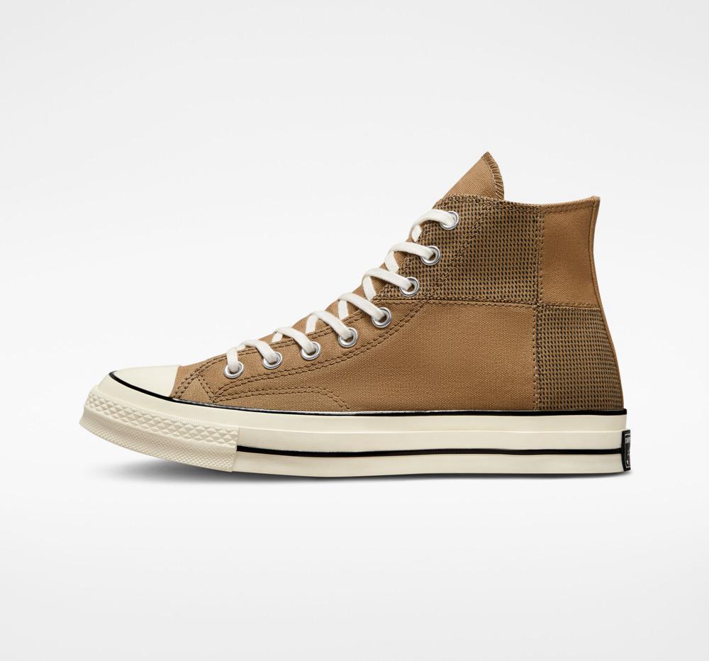 Brown Sand Dune / Egret / Black Men's Converse Chuck 70 Patchwork Unisex High Tops  India |  GVZU-86127