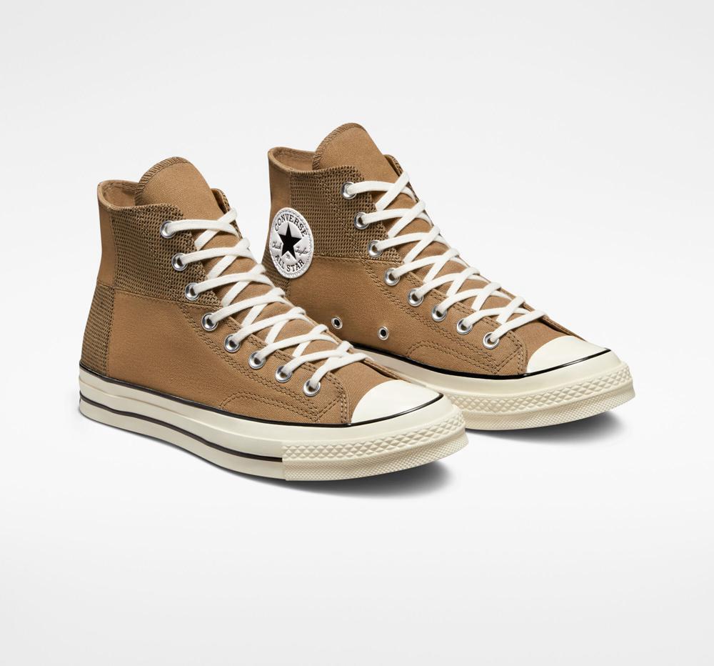 Brown Sand Dune / Egret / Black Men's Converse Chuck 70 Patchwork Unisex High Tops  India |  GVZU-86127