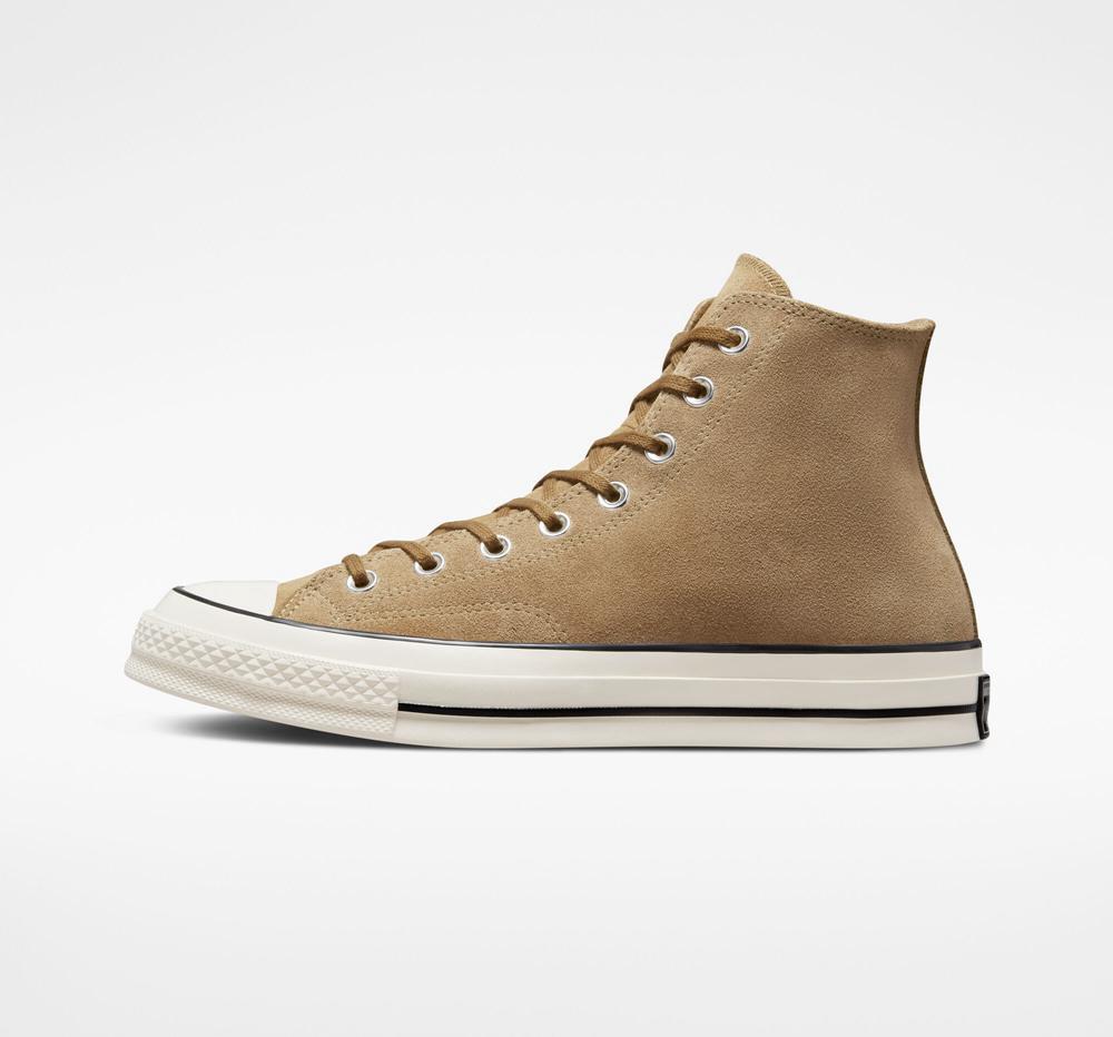 Brown Sand Dune / Egret / Black Men's Converse Chuck 70 Suede Unisex High Tops  India |  NMAZ-65839