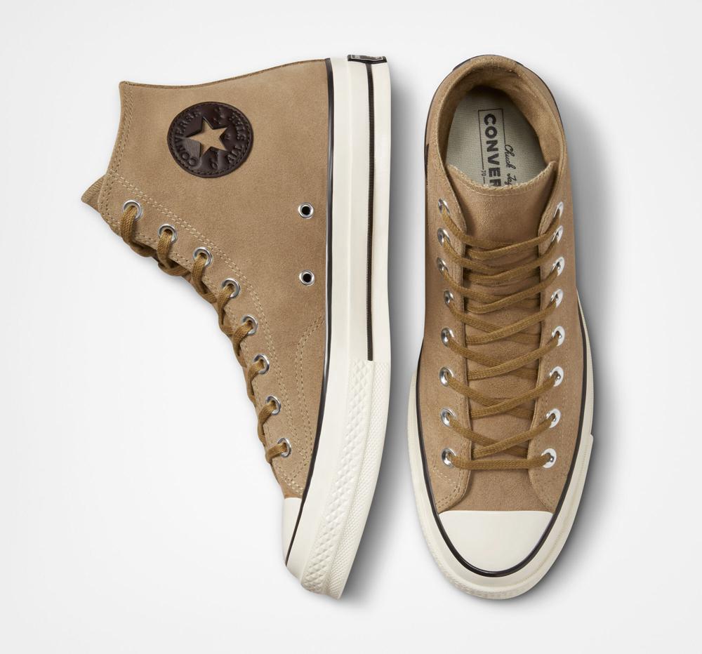 Brown Sand Dune / Egret / Black Men's Converse Chuck 70 Suede Unisex High Tops  India |  NMAZ-65839