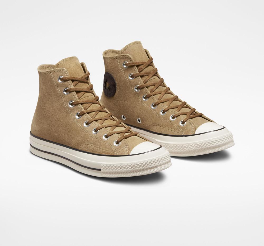 Brown Sand Dune / Egret / Black Men's Converse Chuck 70 Suede Unisex High Tops  India |  NMAZ-65839