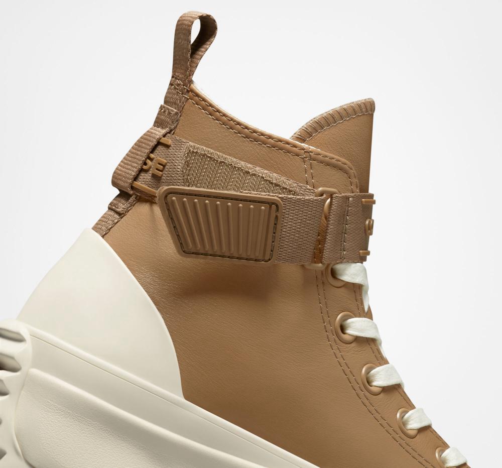 Brown Sand Dune / Egret Men's Converse Run Star Hike Platform Leather Utility Strap Unisex High Tops  India |  DWRH-23681