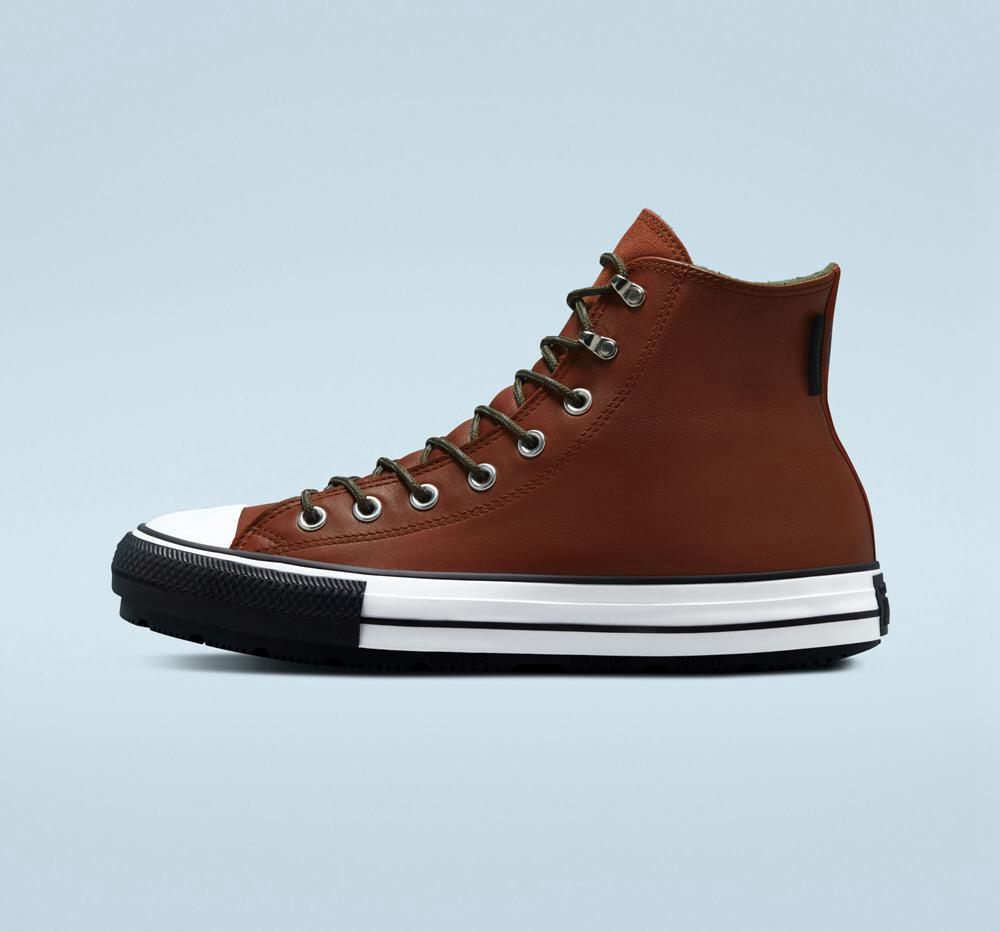 Burgundy Cedar Bark / White / Black Men's Converse Chuck Taylor All Star Winter Unisex Boots  India |  CZYB-75924