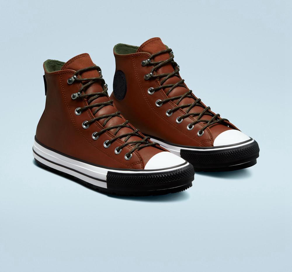 Burgundy Cedar Bark / White / Black Men's Converse Chuck Taylor All Star Winter Unisex Boots  India |  CZYB-75924