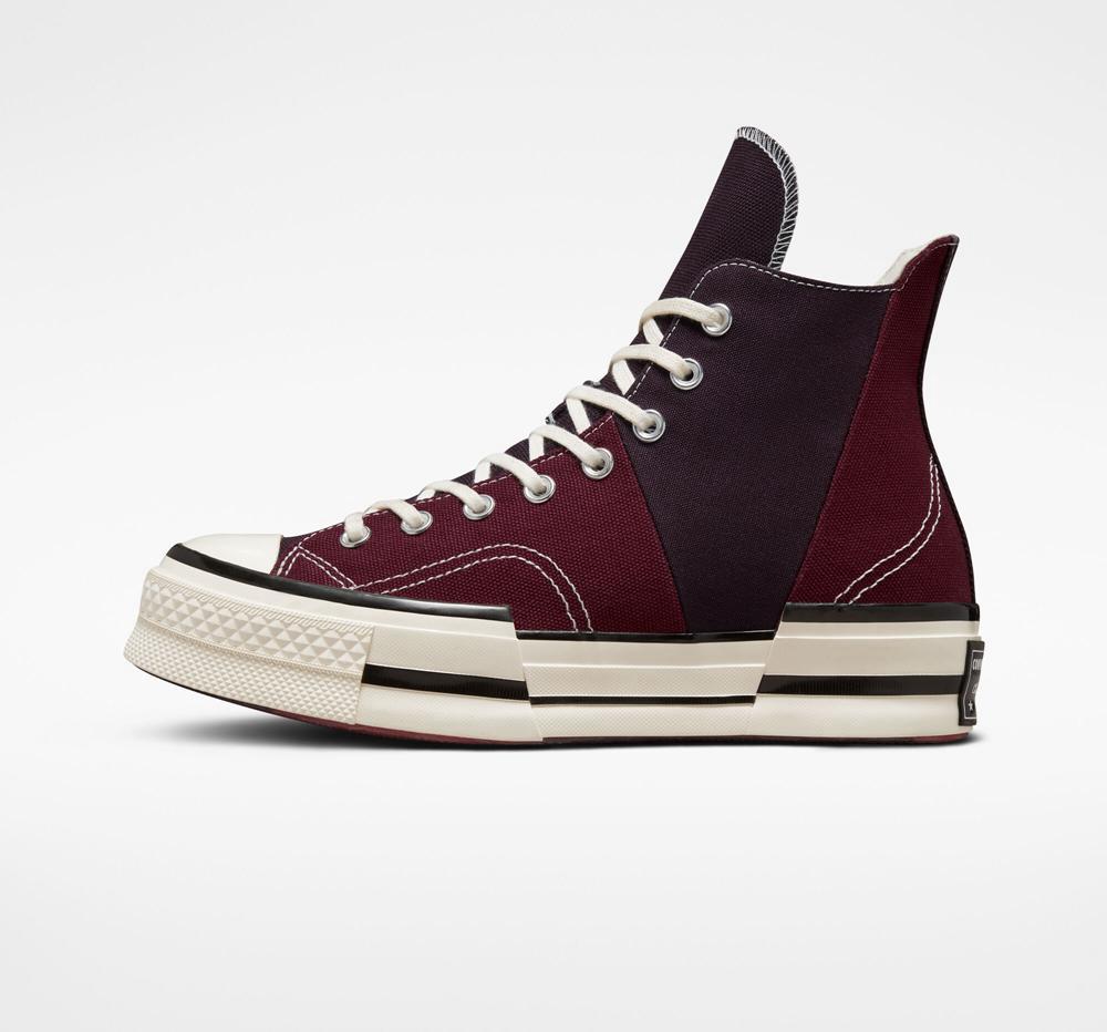 Burgundy Dark Beetroot / Egret / Black Men's Converse Chuck 70 Plus Unisex High Top Platform Shoes  India |  ASDR-50439