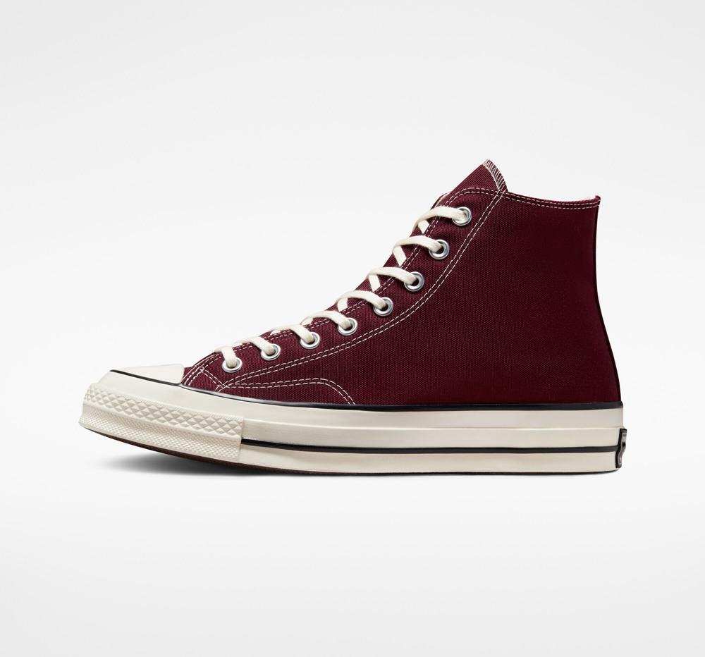 Burgundy Dark Beetroot / Egret / Black Men's Converse Chuck 70 Vintage Canvas Unisex High Tops  India |  SXPH-24703