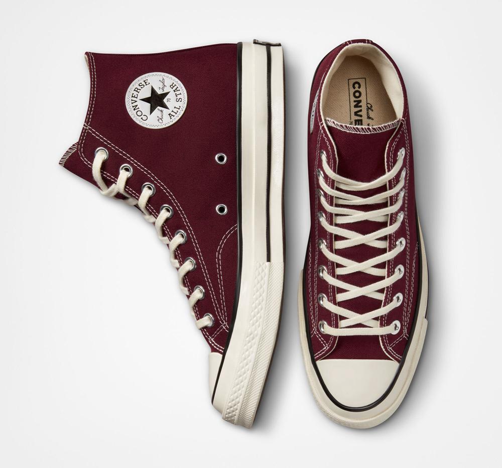 Burgundy Dark Beetroot / Egret / Black Men's Converse Chuck 70 Vintage Canvas Unisex High Tops  India |  SXPH-24703