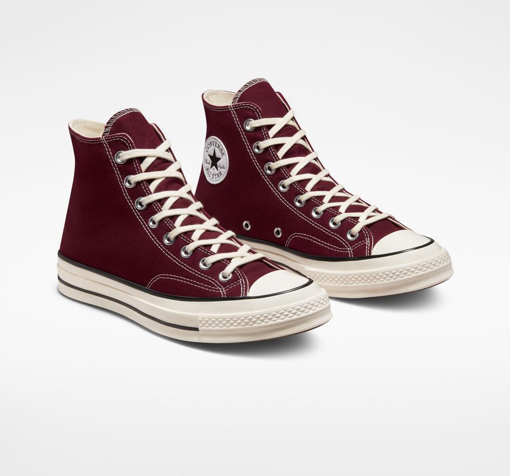 Burgundy Dark Beetroot / Egret / Black Men's Converse Chuck 70 Vintage Canvas Unisex High Tops  India |  SXPH-24703