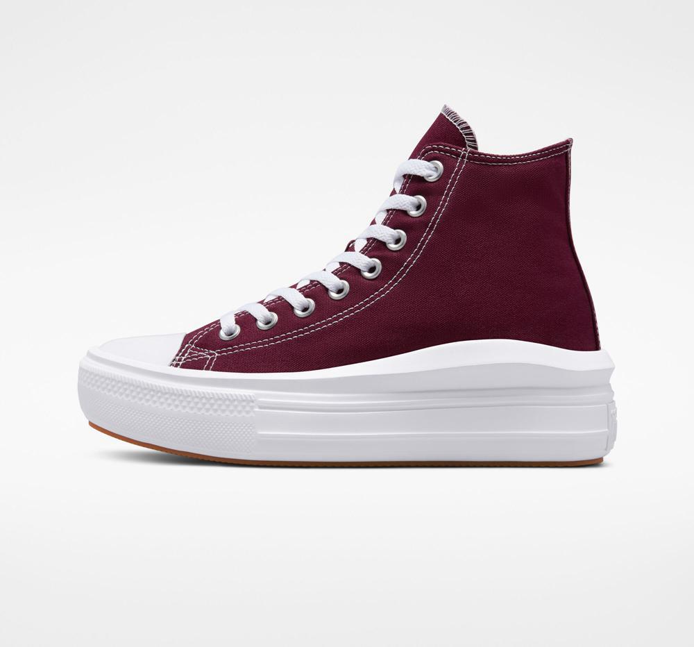 Burgundy Dark Beetroot / White / White Women's Converse Chuck Taylor All Star Move High Top Platform Shoes  India |  DOJQ-45216