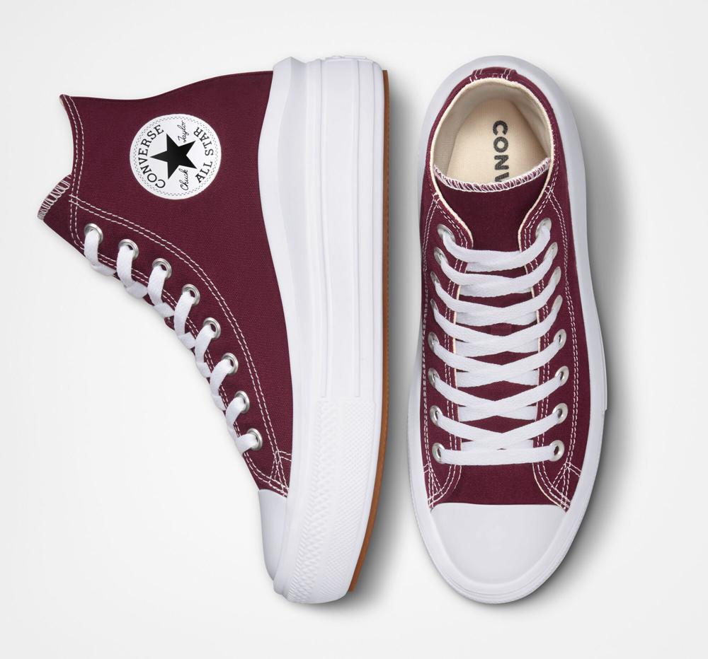 Burgundy Dark Beetroot / White / White Women's Converse Chuck Taylor All Star Move High Top Platform Shoes  India |  DOJQ-45216