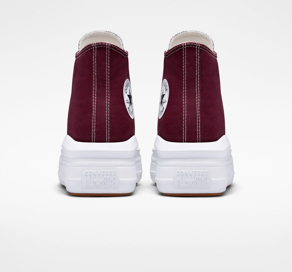 Burgundy Dark Beetroot / White / White Women's Converse Chuck Taylor All Star Move High Top Platform Shoes  India |  DOJQ-45216