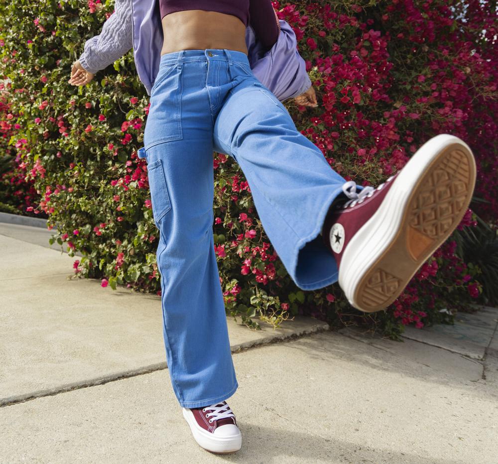 Burgundy Dark Beetroot / White / White Women's Converse Chuck Taylor All Star Move Platform High Tops  India |  PTWX-47632