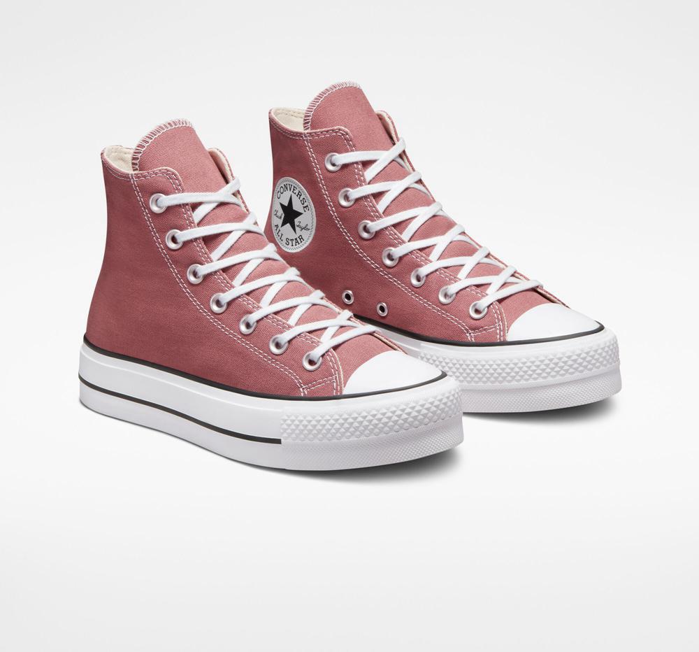 Burgundy Saddle / Black / White Women's Converse Chuck Taylor All Star Lift Platform Canvas High Tops  India |  QDVT-76802