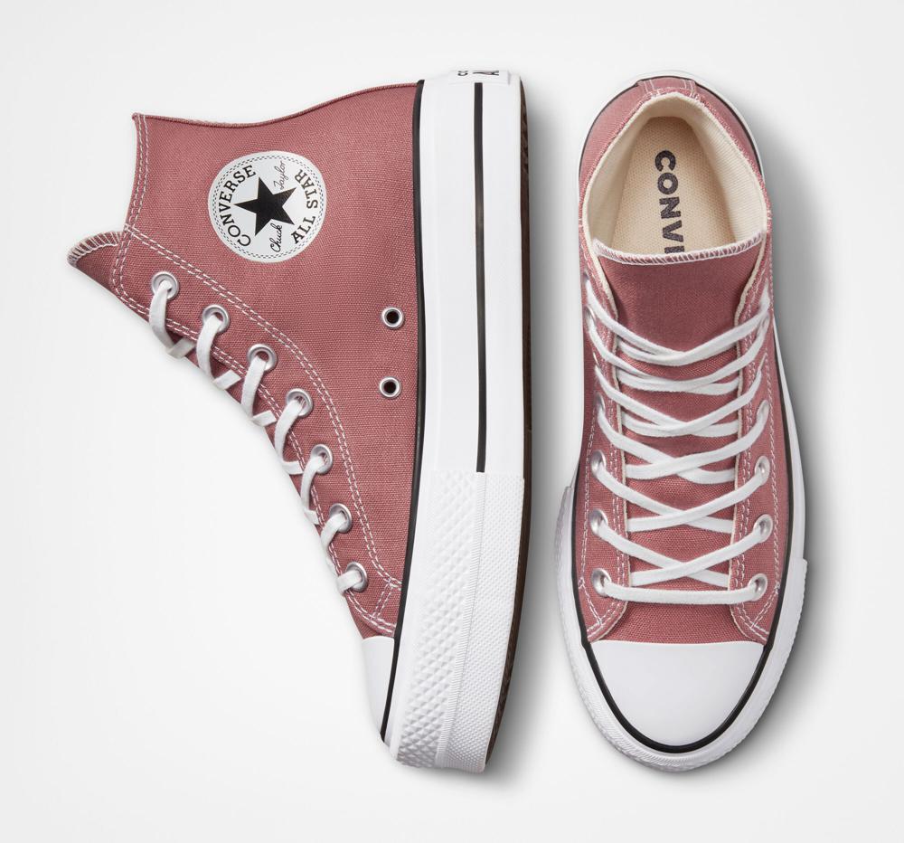 Burgundy Saddle / Black / White Women's Converse Chuck Taylor All Star Lift Platform Canvas High Tops  India |  TNPE-40231