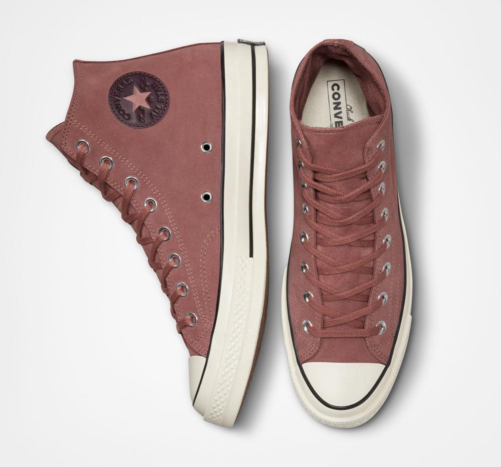 Burgundy Saddle / Egret / Black Men's Converse Chuck 70 Suede Unisex High Tops  India |  HTNS-08134