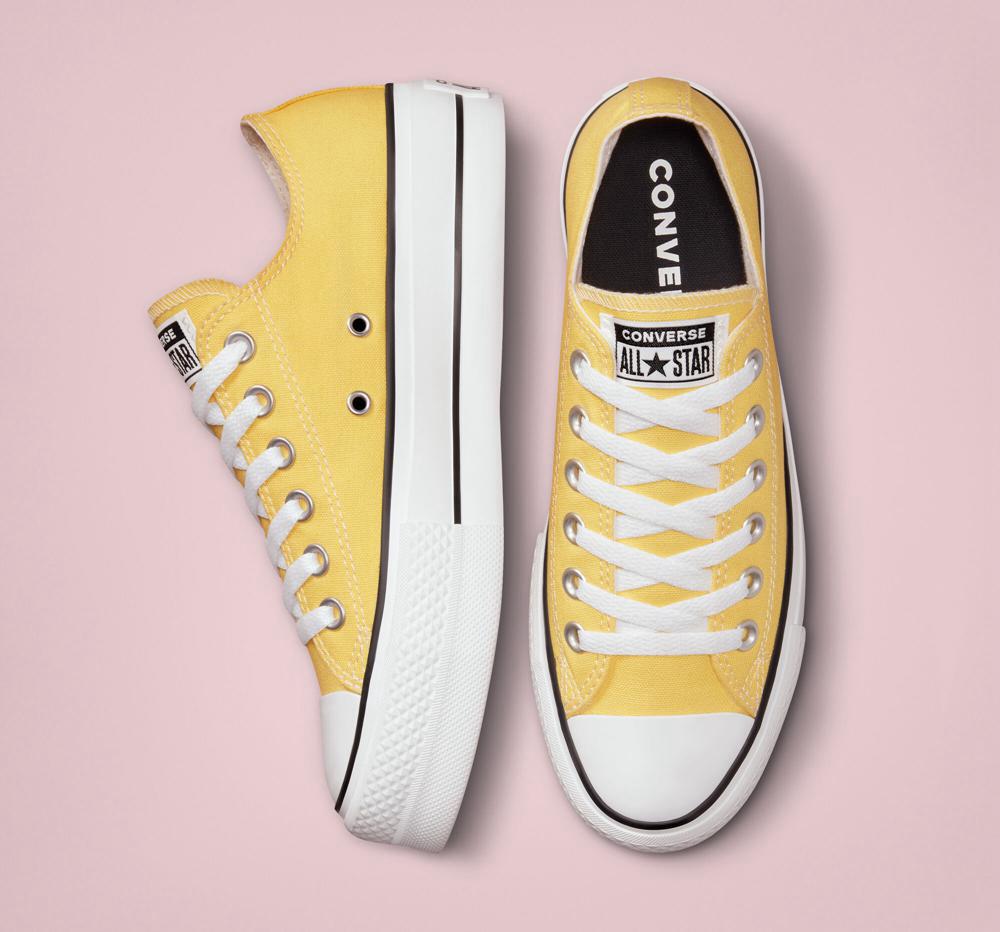 Butter Yellow Women's Converse Chuck Taylor All Star Lift Platform Surplus Canvas Unisex Low Tops  India |  GZTC-94751