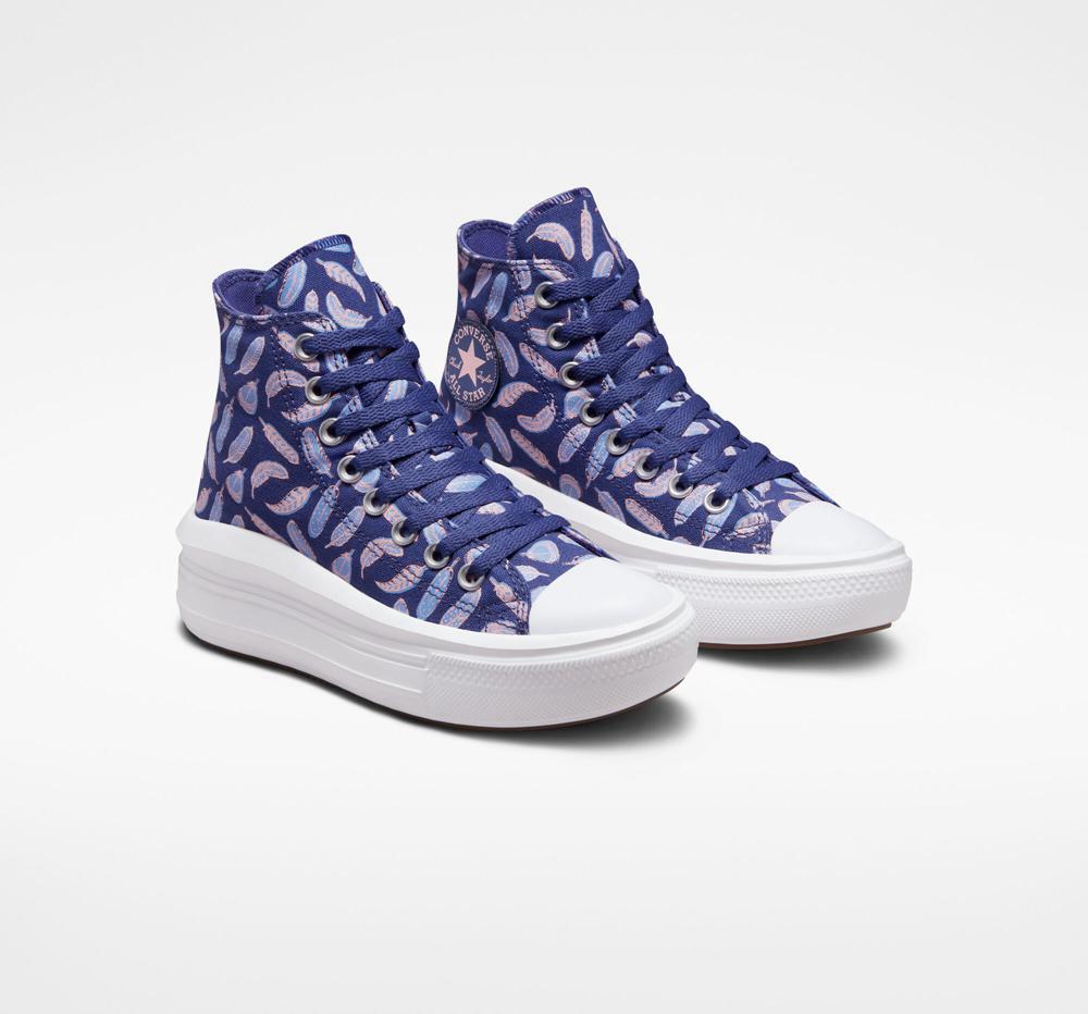 Dk Purple Dust / Royal Pulse Girls' Converse Chuck Taylor All Star Move Platform Feathers Big Kids High Tops  India |  VCIS-47983