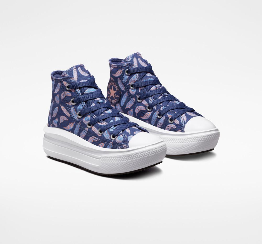 Dk Purple Dust / Royal Pulse Girls' Converse Chuck Taylor All Star Move Platform Feathers Little Kids High Tops  India |  VOTK-73942