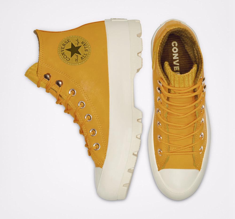 Gold Dart / Olive Flak / Egret Women's Converse Chuck Taylor All Star Gore Tex Lugged Waterproof Leather High Tops  India |  MKIY-94315