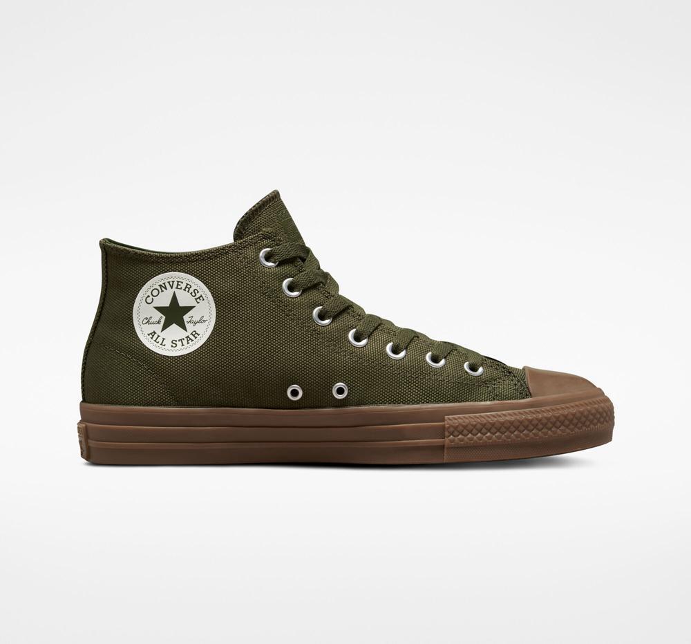 Green Cargo Khaki / Egret / Dark Gum Men\'s Converse Chuck Taylor All Star Pro Cordura Canvas Skate Low Tops  India |  RSCF-86537