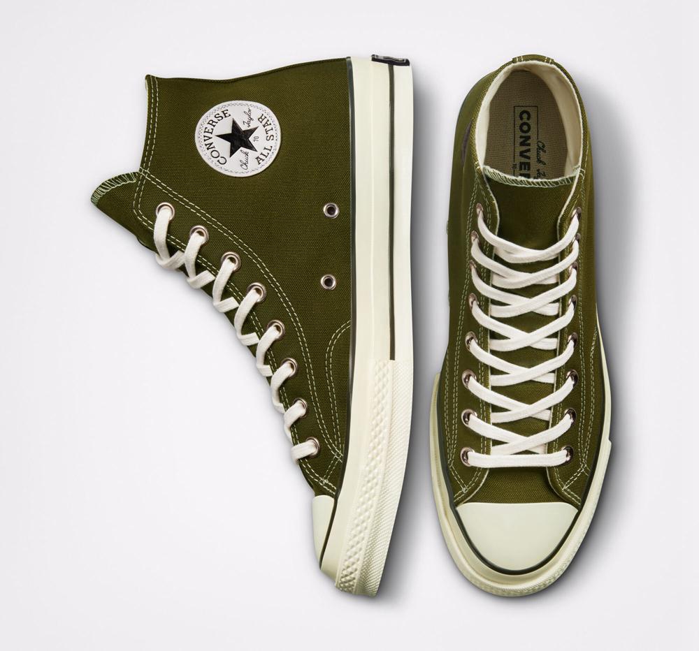 Green Dark Moss / Egret / Black Men's Converse Chuck 70 Vintage Canvas Unisex High Tops  India |  GDTW-17938