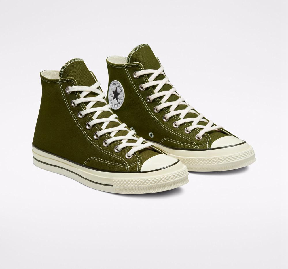 Green Dark Moss / Egret / Black Men's Converse Chuck 70 Vintage Canvas Unisex High Tops  India |  GDTW-17938