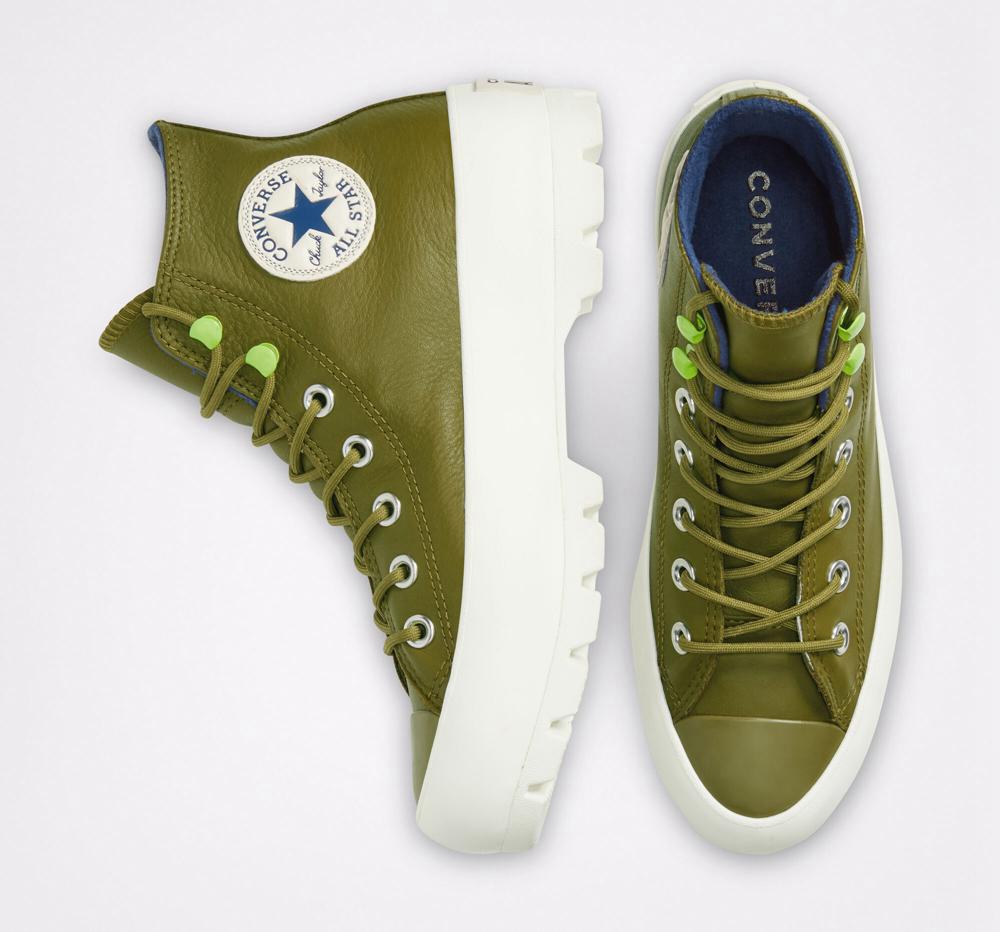 Green Dark Moss / Navy / Egret Women's Converse Chuck Taylor All Star Lugged Winter High Tops  India |  HVXG-17493