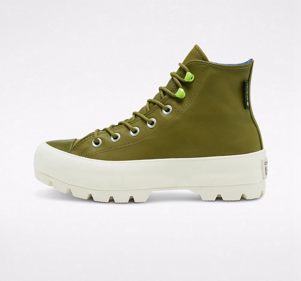 Green Dark Moss / Navy / Egret Women's Converse Chuck Taylor All Star Lugged Winter Boots  India |  MVDZ-40183