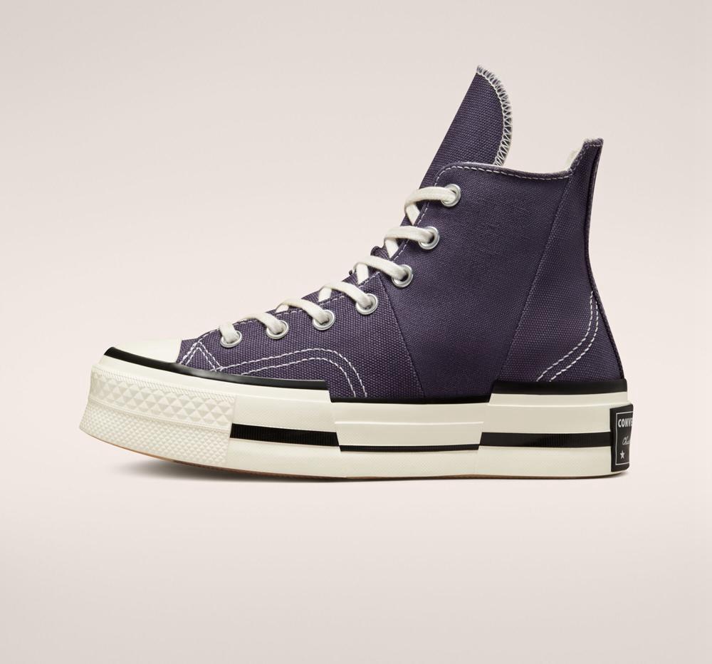 Green Dark Raisin / Egret / Black Men's Converse Chuck 70 Plus Unisex High Top Platform Shoes  India |  AQKU-89605