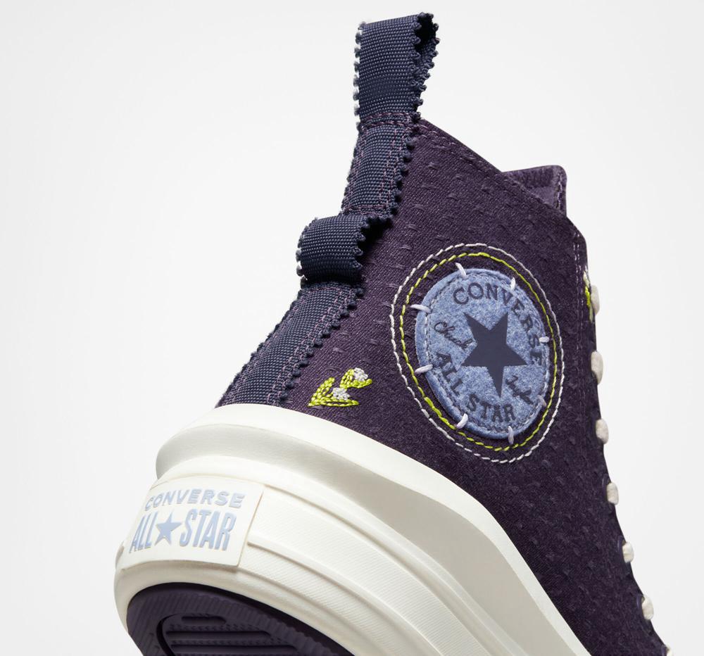 Green Dark Raisin / Slate Lilac Women's Converse Chuck Taylor All Star Move Platform Autumn Embroidery High Tops  India |  IVFU-53209