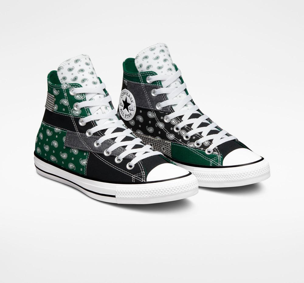 Green Midnight Clover / Black / White Men's Converse Chuck Taylor All Star Hacked Patterns Unisex High Tops  India |  CDTM-52306