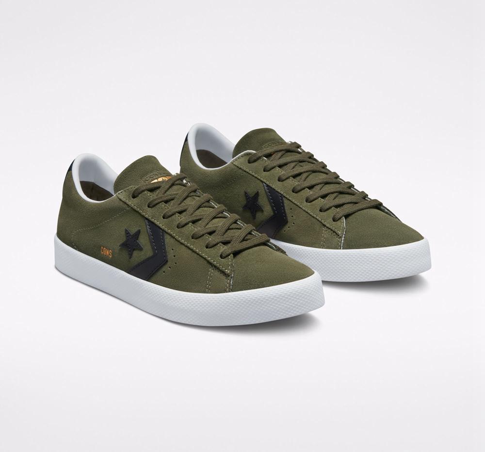 Green Utility / Black / White Men's Converse Cons Pl Vulc Pro Skate Low Tops  India |  MUWP-19782