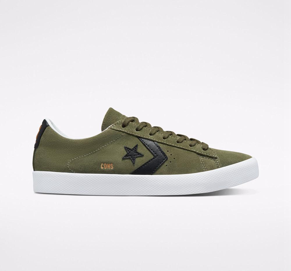 Green Utility / Black / White Men\'s Converse Cons Pl Vulc Pro Skate Low Tops  India |  MUWP-19782