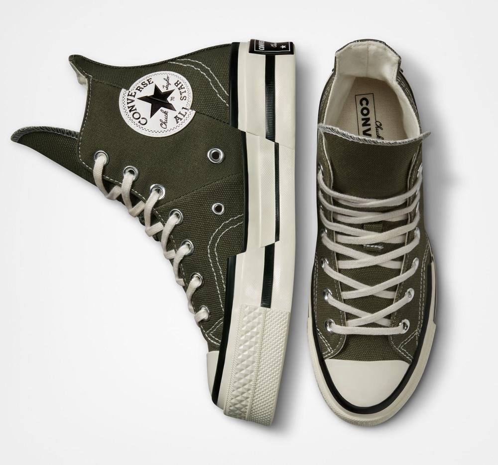 Green Utility / Egret / Black Men's Converse Chuck 70 Plus Unisex High Top Platform Shoes  India |  CGQK-20836