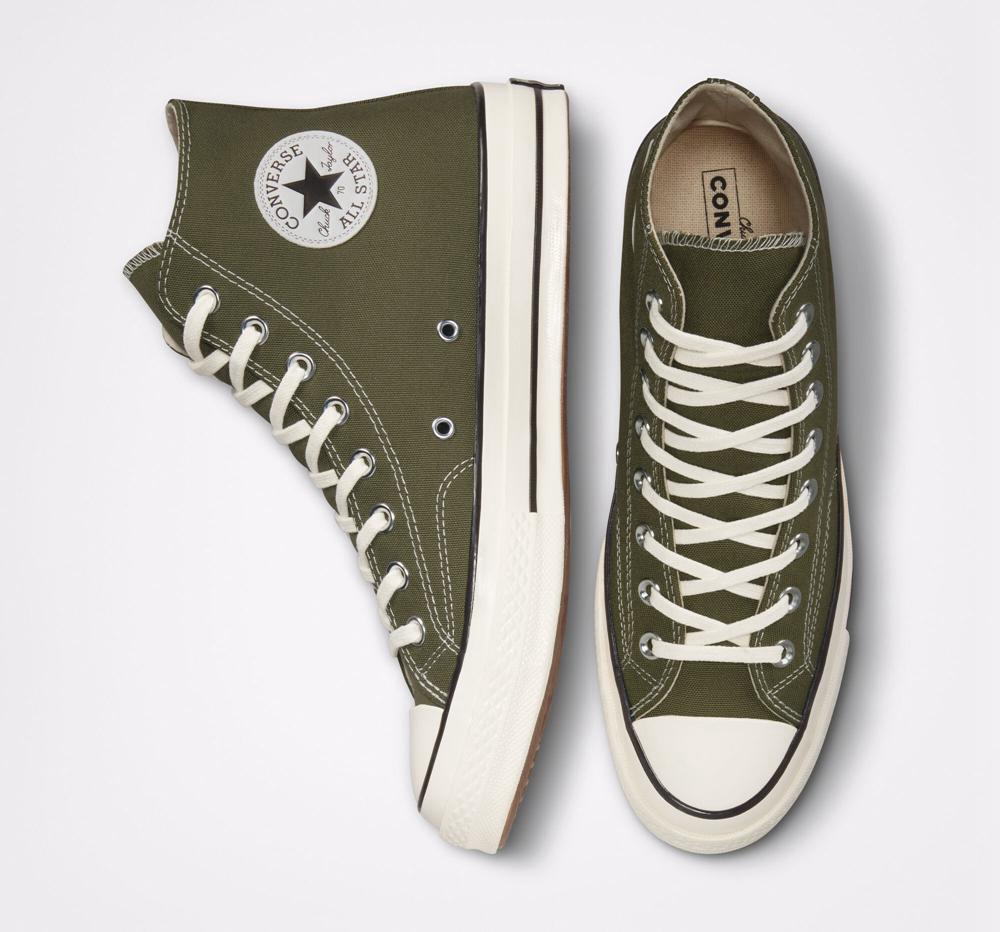 Green Utility / Egret / Black Men's Converse Chuck 70 Vintage Canvas Unisex High Tops  India |  VAKE-36841