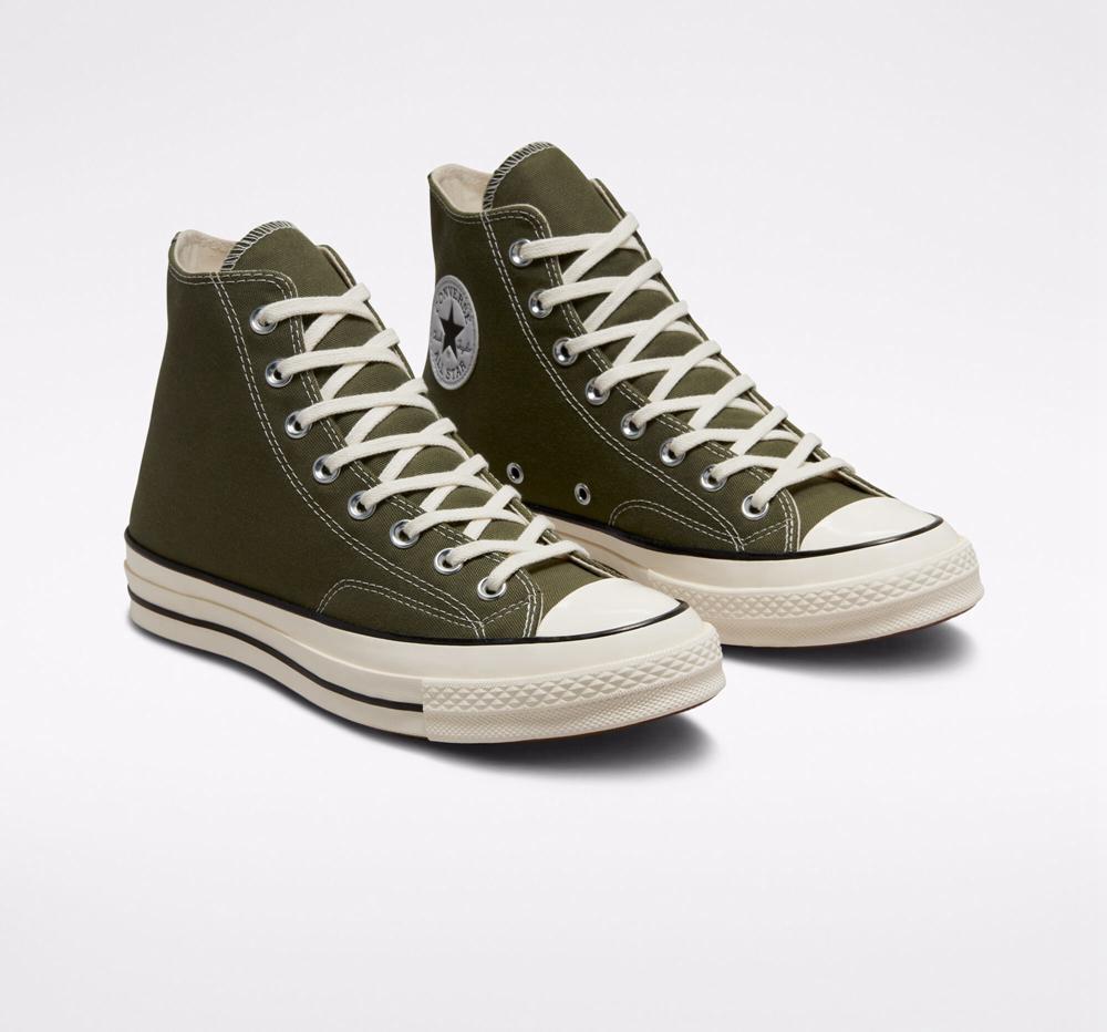 Green Utility / Egret / Black Men's Converse Chuck 70 Vintage Canvas Unisex High Tops  India |  VAKE-36841