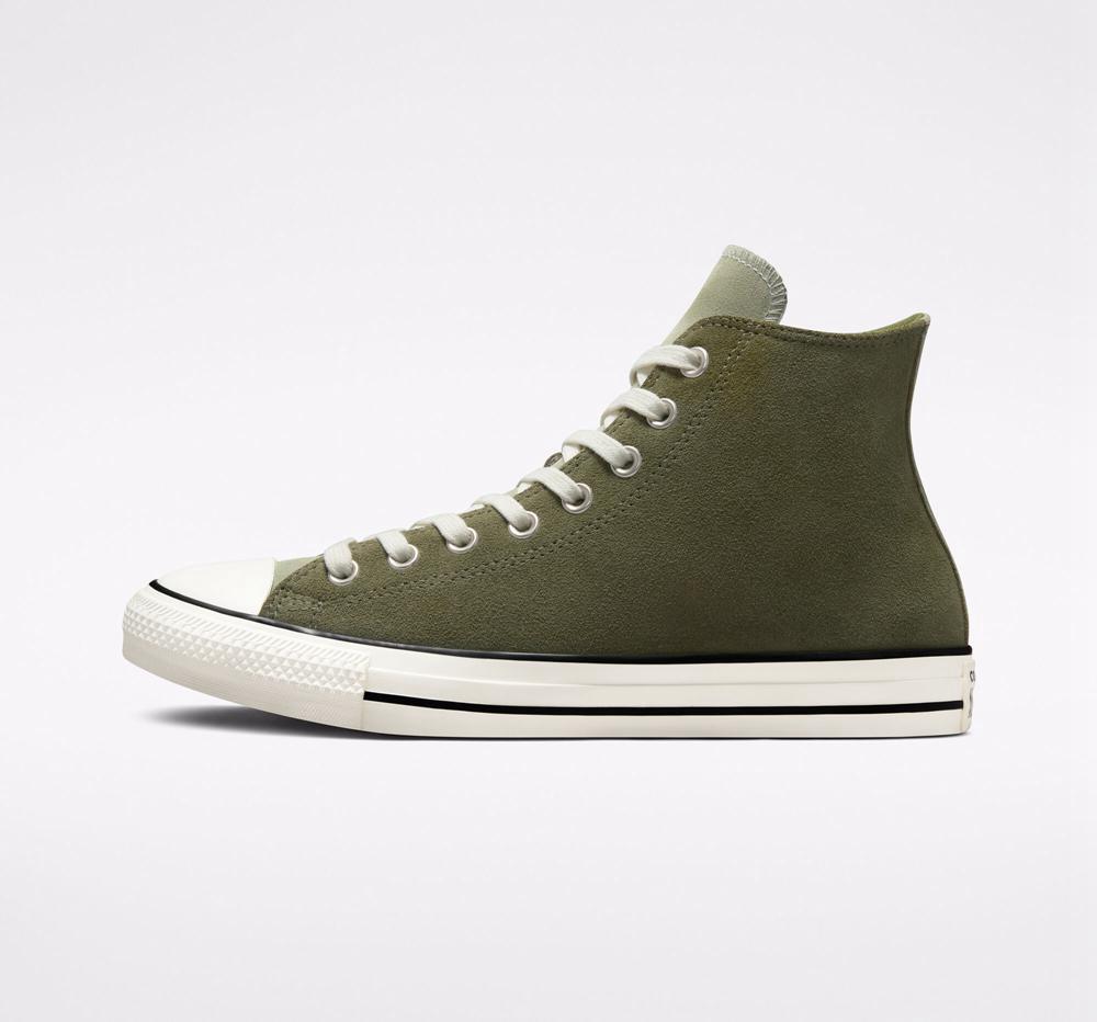 Green Utility / Light Field Surplus Women's Converse Chuck Taylor All Star Earthy Suede Unisex High Tops  India |  YQPG-73605