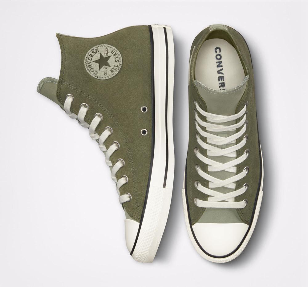 Green Utility / Light Field Surplus Women's Converse Chuck Taylor All Star Earthy Suede Unisex High Tops  India |  YQPG-73605