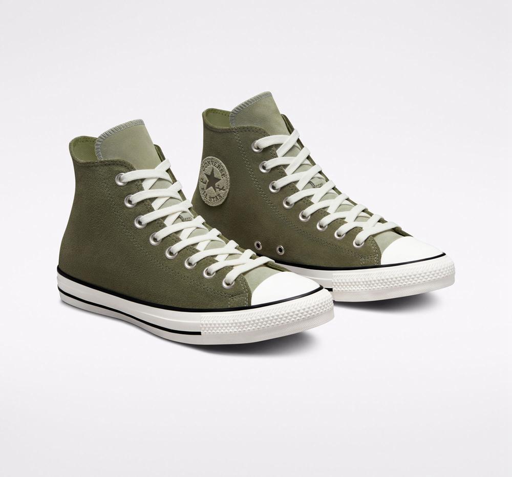 Green Utility / Light Field Surplus Women's Converse Chuck Taylor All Star Earthy Suede Unisex High Tops  India |  YQPG-73605