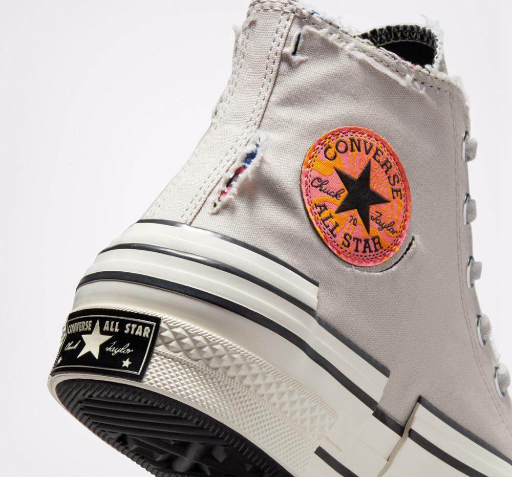 Grey Light Bone / Black Women's Converse Chuck 70 Hacked Heel Tear Away Unisex High Tops  India |  LYXB-73905