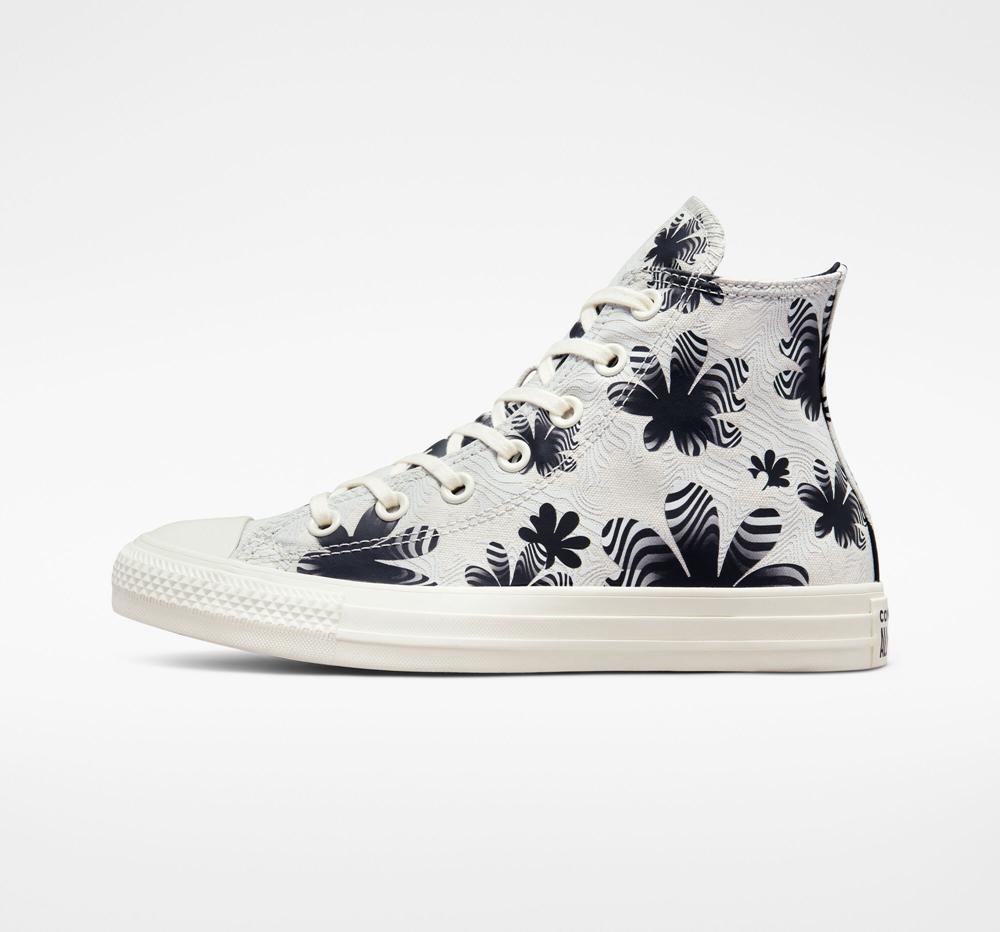 Grey Light Bone / Egret / Black Women's Converse Chuck Taylor All Star Desert Floral High Tops  India |  LJQZ-37649