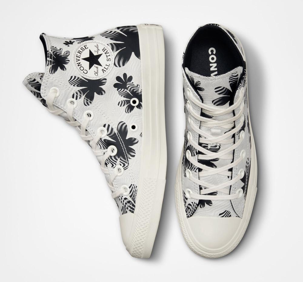 Grey Light Bone / Egret / Black Women's Converse Chuck Taylor All Star Desert Floral High Tops  India |  LJQZ-37649