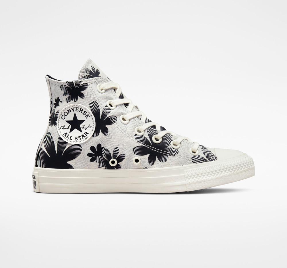 Grey Light Bone / Egret / Black Women\'s Converse Chuck Taylor All Star Desert Floral High Tops  India |  LJQZ-37649